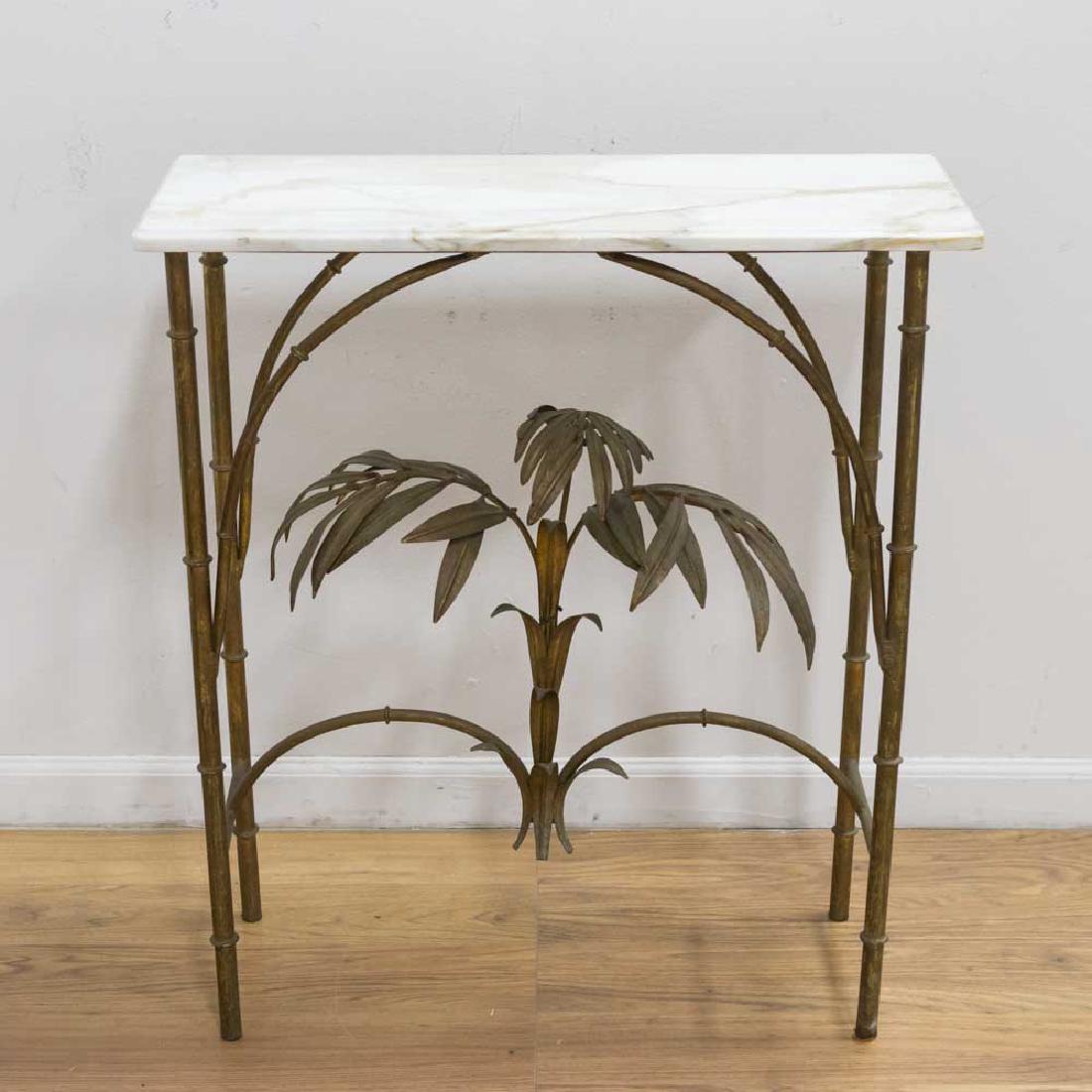 Mid-Century Gilt Metal Marble Top Console (1 of 5)
