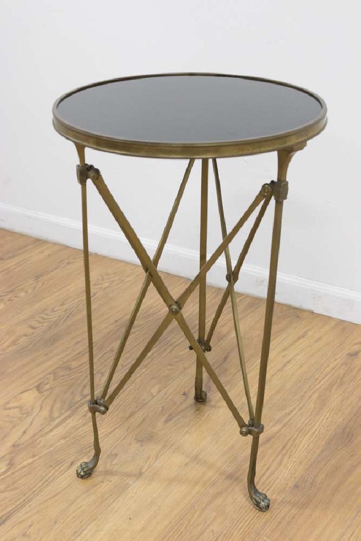 French Style Bronze & Black Marble Gueridon: 20th century. Approx. 27" x 17" W.