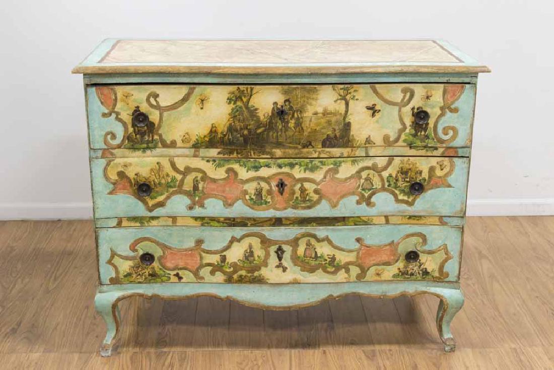 Venetian Style Painted & Decoupage Commode (1 of 9)