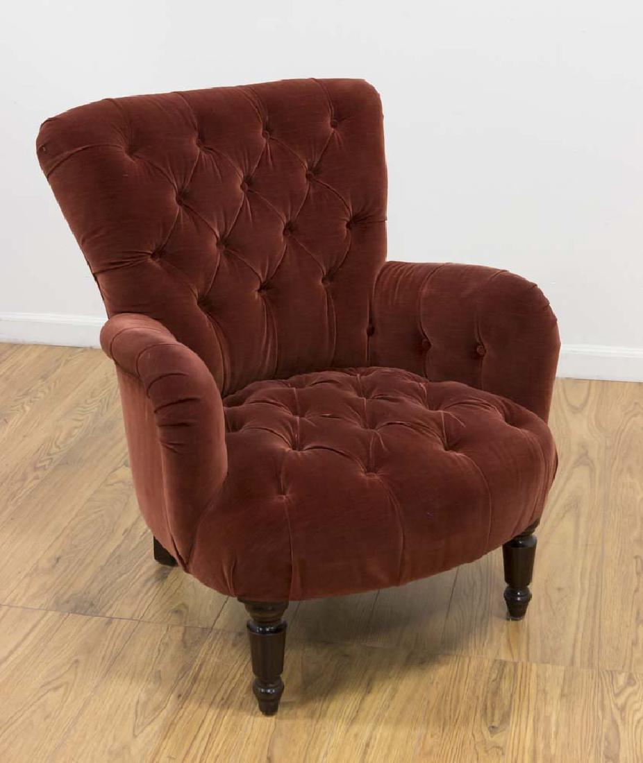 Victorian Style Red Velvet Tufted Armchair (1 of 6)