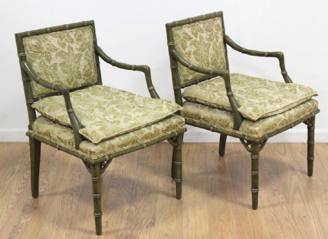 Pair Faux Bamboo Open Armchairs (1 of 5)