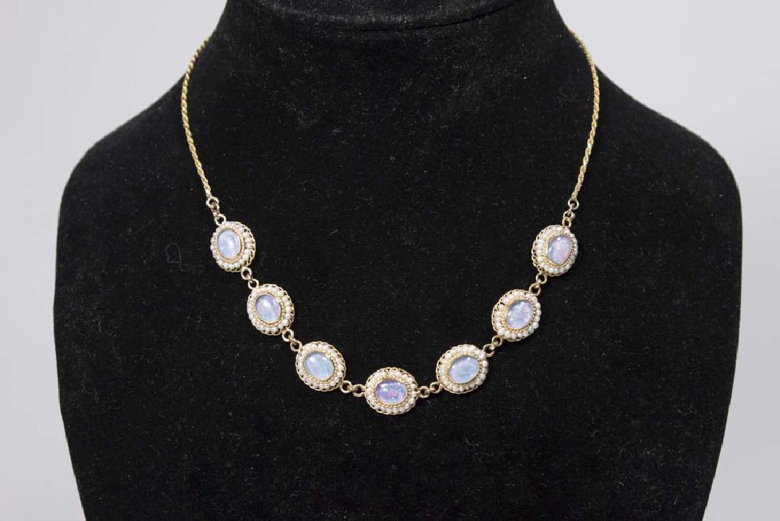 18 & 14K Gold Chain w/ Opal & Seed Pearls Necklace (1 of 3)