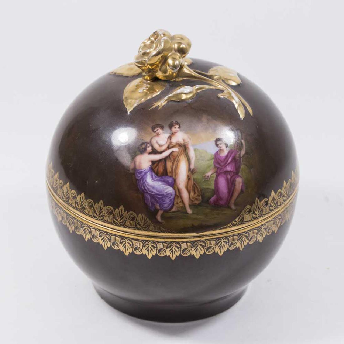 Austrian Paint Decorated Covered Porcelain Box (1 of 7)