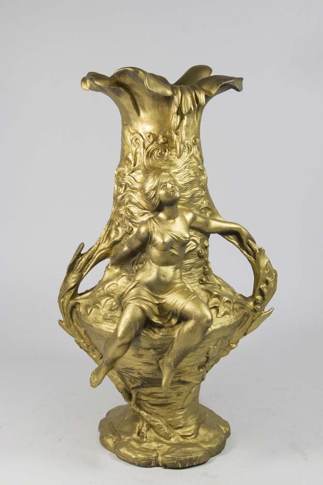 Gilt Metal Figural Victorian French Vase (1 of 5)