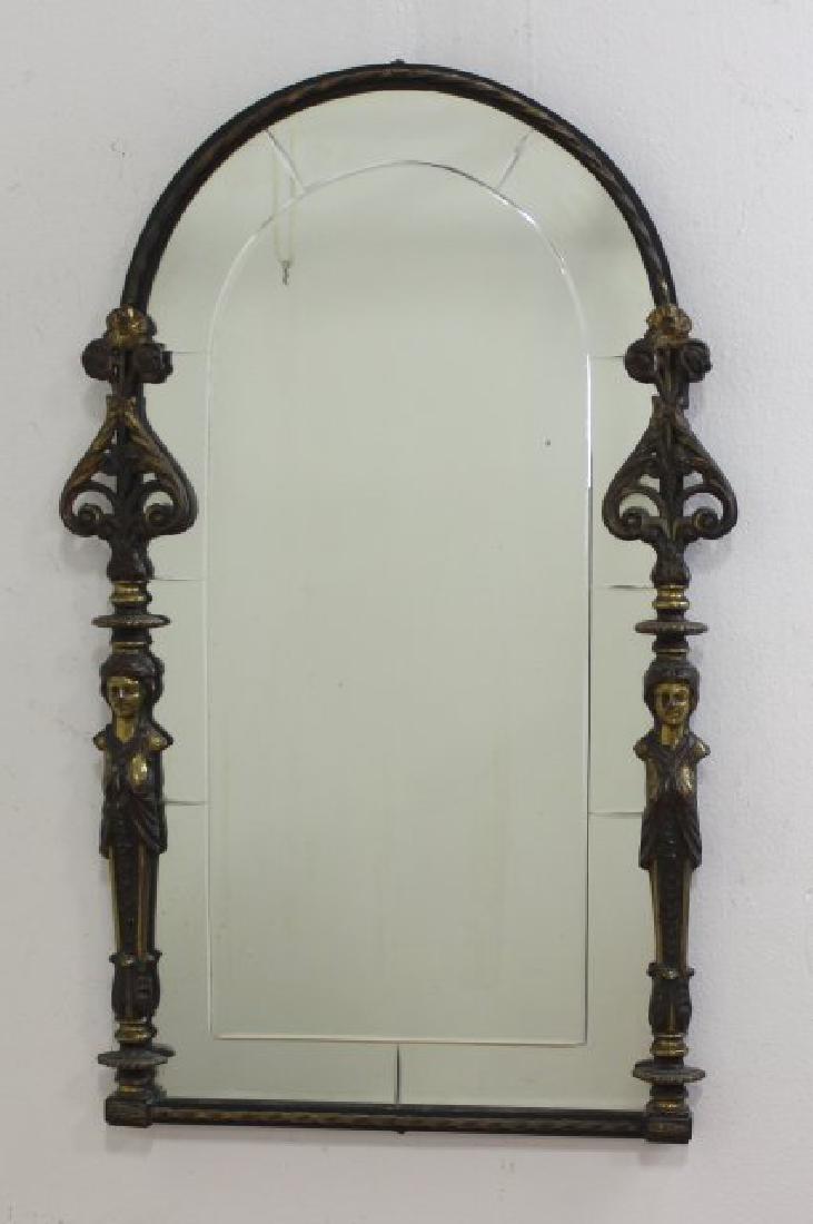 Bradley & Hubbard Style Brass & Iron Mirror: Figural. Approx. 35" H x 21 1/2" W.