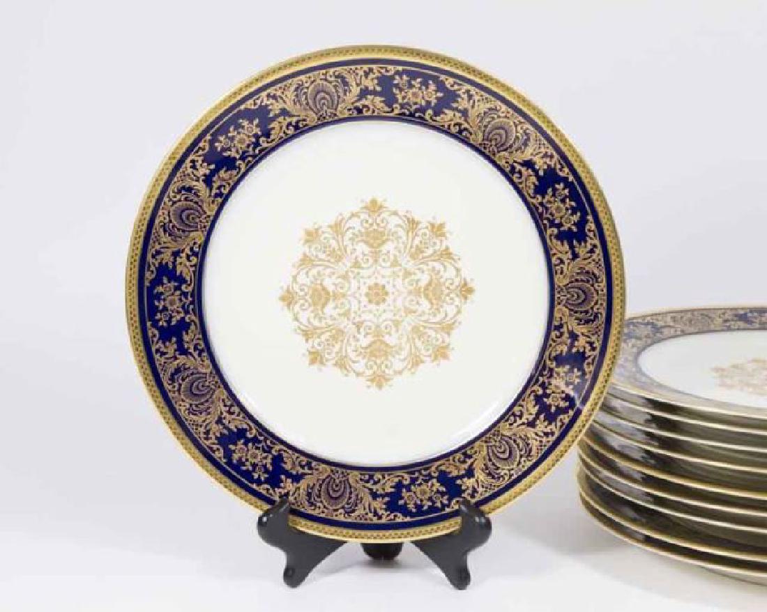 :Set 10 Rosenthal Service Plates: With cobalt and gold rim. Approx. 11" D. (6084) Good condition.