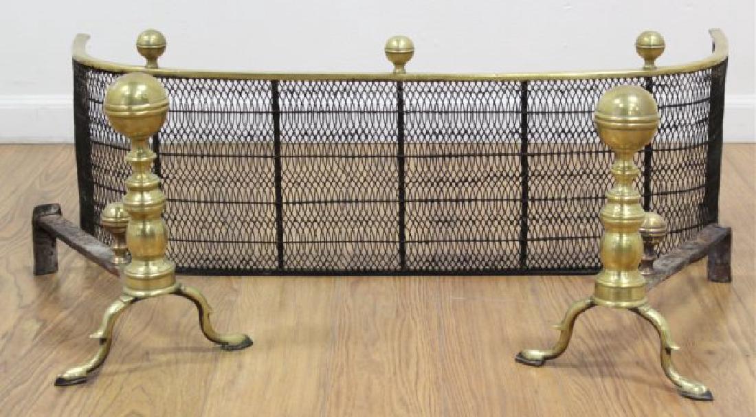 3-Piece Antique Andirons & Fender (1 of 3)