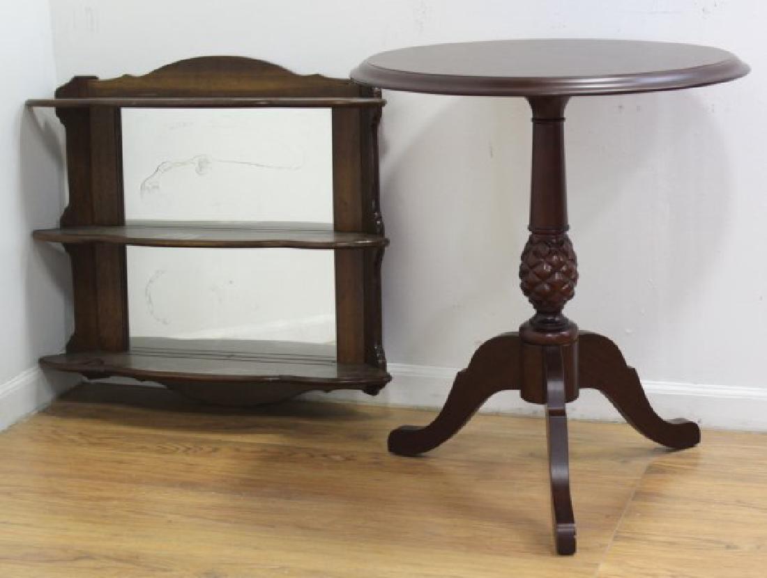 Hanging Mahogany Mirrored Shelf & Mahogany Table (1 of 4)