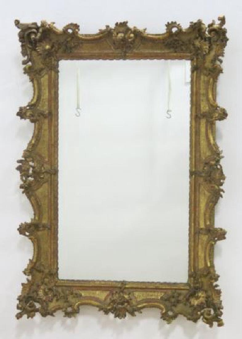 :Giltwood Heavily Carved Rococo Style Mirror (1 of 4)