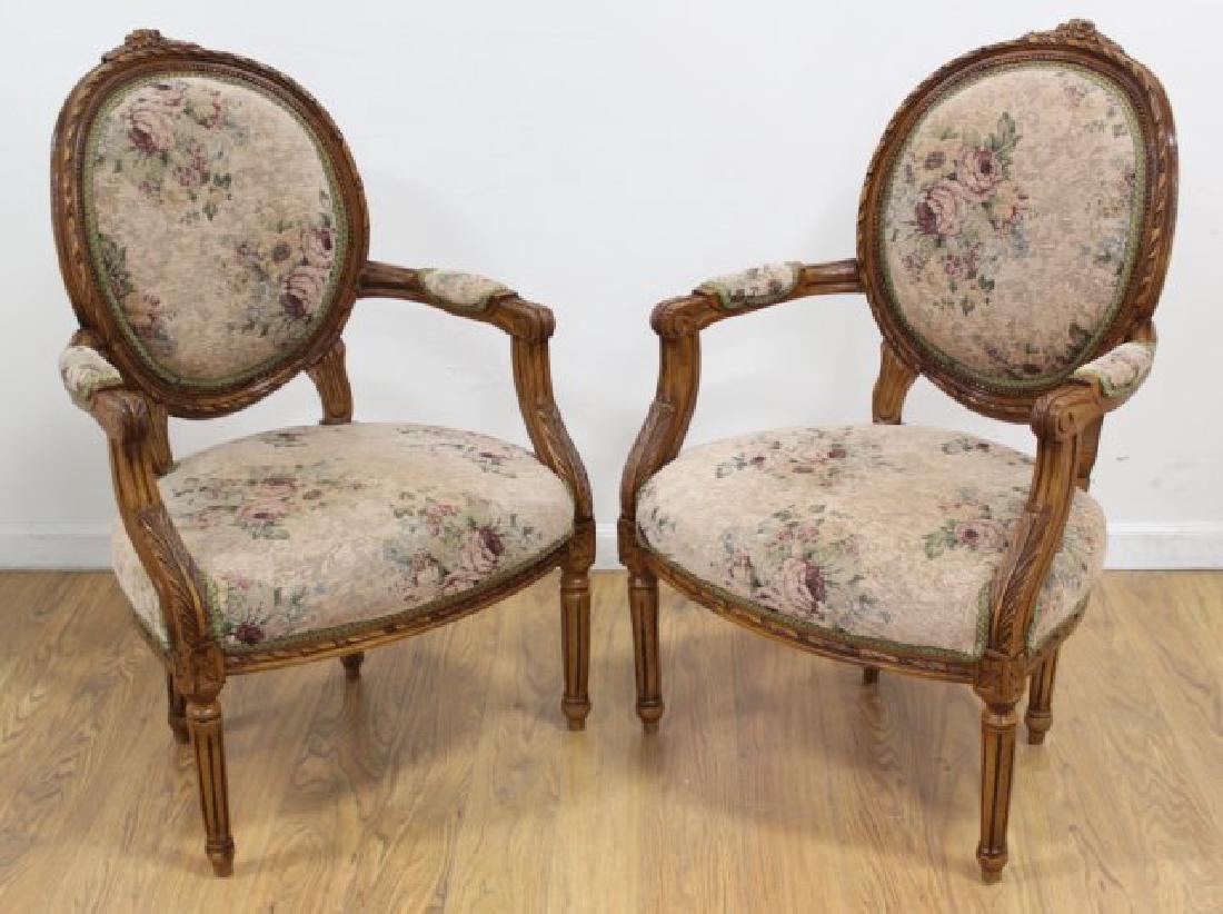 Pair French Style Armchairs: Approx. 39" H x 24" W x 25" D.