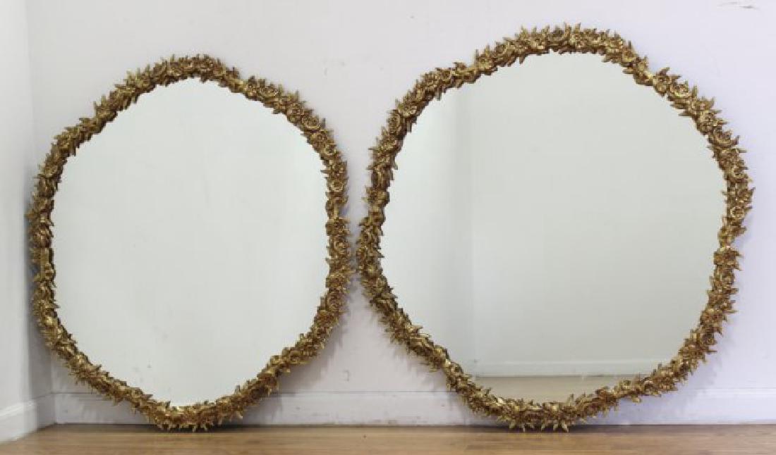 Pair French Style Bronze Floral French Mirrors (1 of 2)