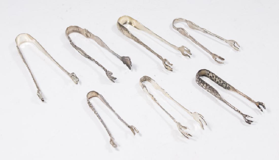 7 Sterling Silver Tongs: Including Kirk & Sons. Approx. 6 ozt.