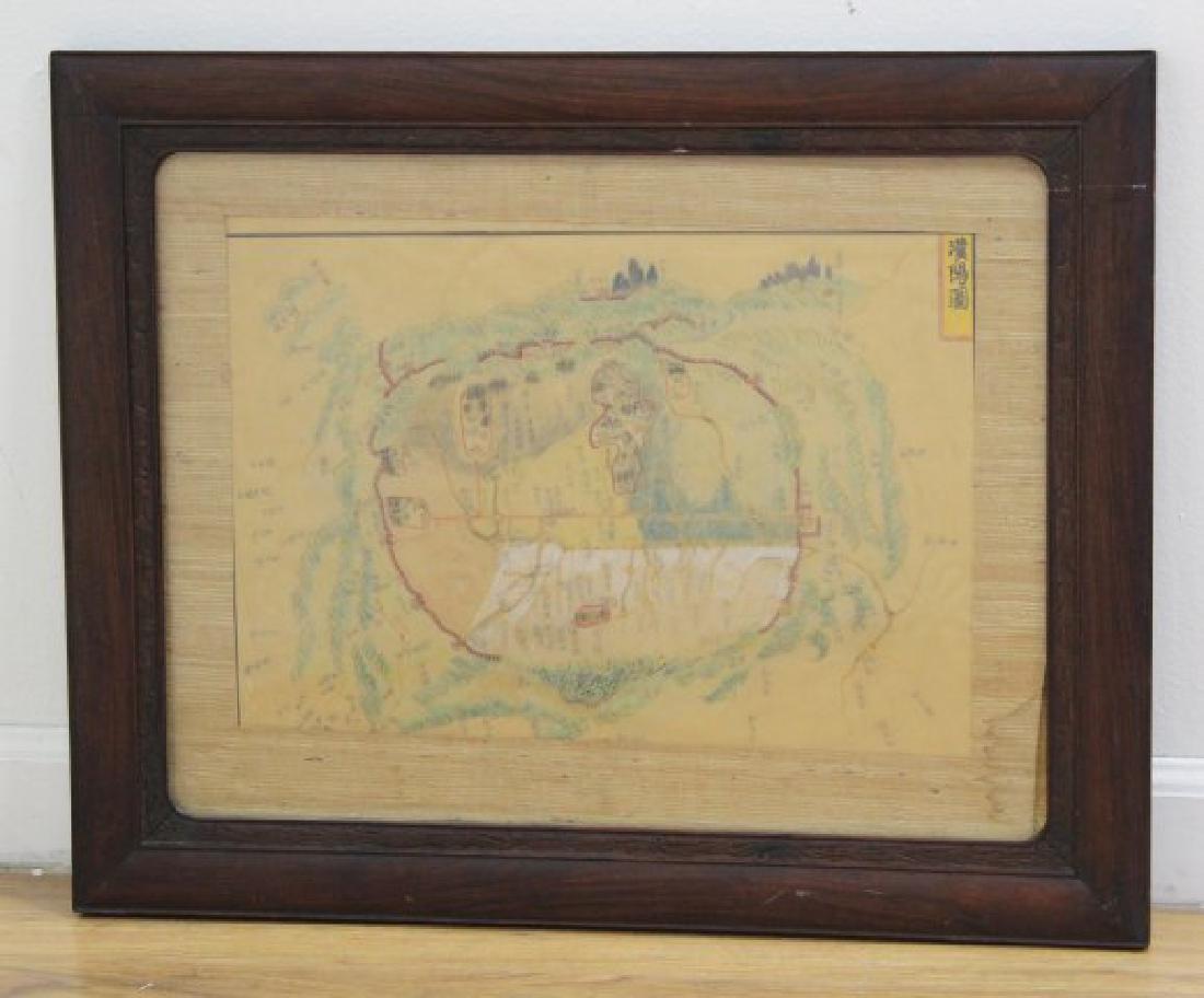 Korean Map of Capital of Korea: 19th century. Possibly hand-colored. Signed. Approx. 11" H x 16" W sight, 19" H x 24" W framed.