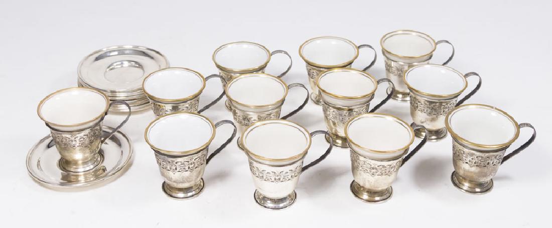 Set 12 Sterling Silver Demitasse Cups & Saucers (1 of 3)