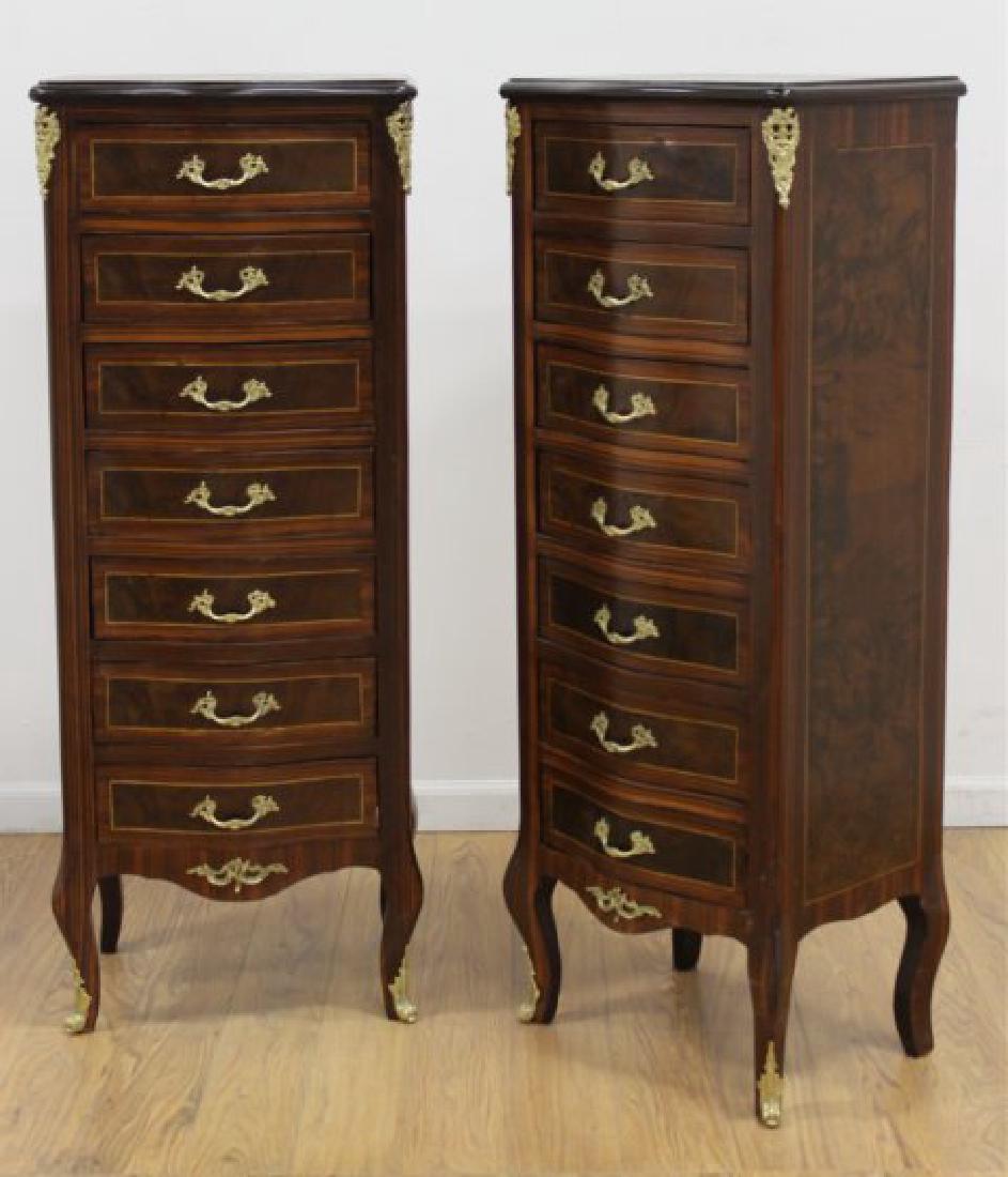 Pair 7-Drawer Louis XV Style Lingerie Chests: Contemporary. Approx. 48" H x 19" W x 14 1/4" D.