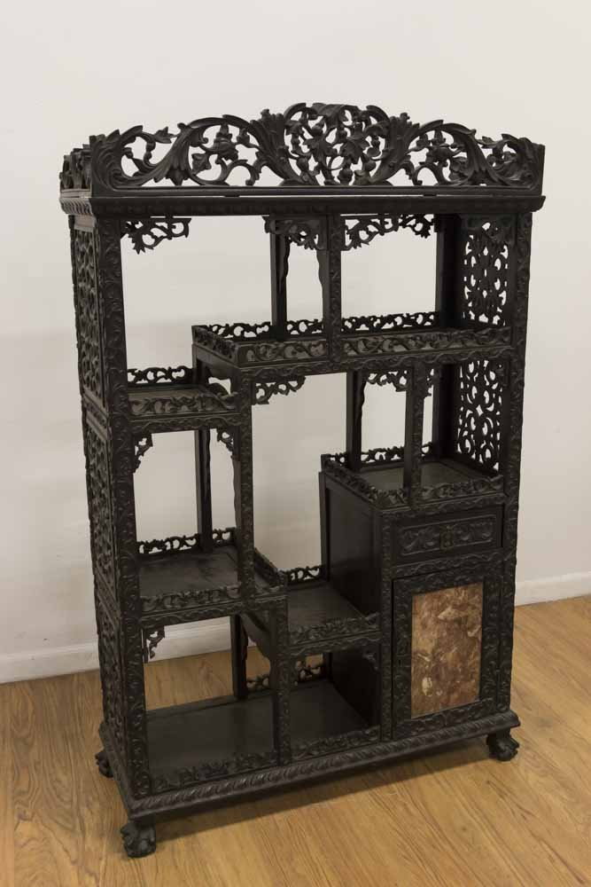 Antique Oriental Hardwood Carved Etagere (1 of 7)