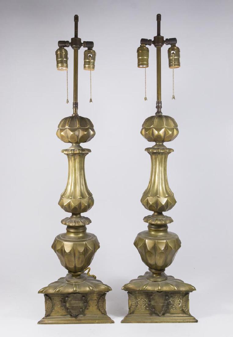 Pair Bronze Lamps: Approx. 23 1/2" H body of lamps.