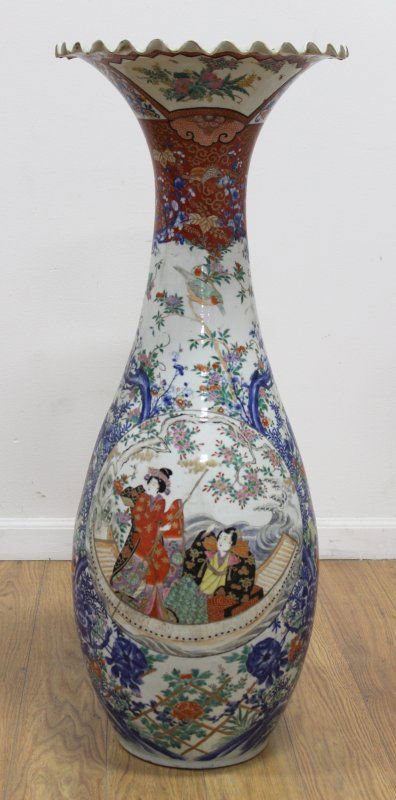 Japanese 19th C. Hand Painted Palace Size Vase (1 of 7)