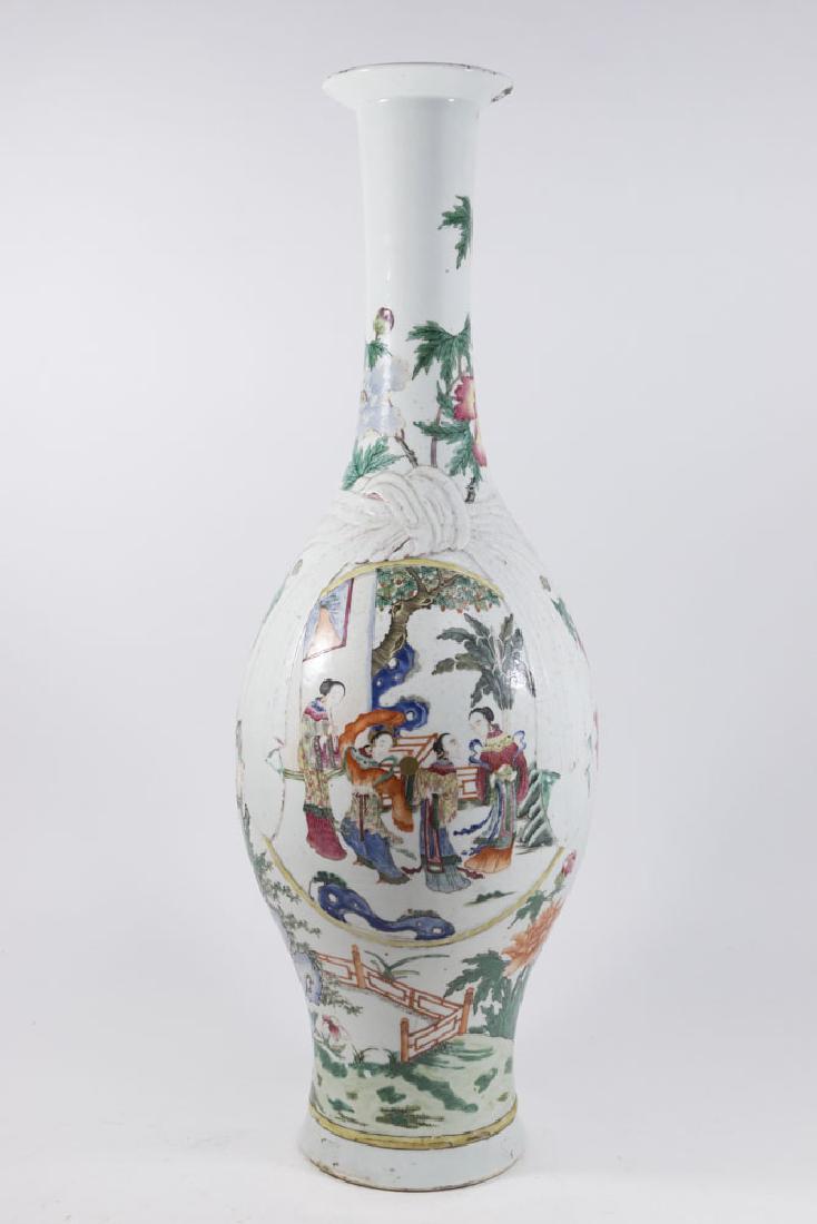 19th C. Chinese Porcelain Vase: 3-panel. Central panel depicts interior scene. Approx. 29 1/2" H. From the estate of Mark Zulli, antique collector and dealer for 50 years. (6131)