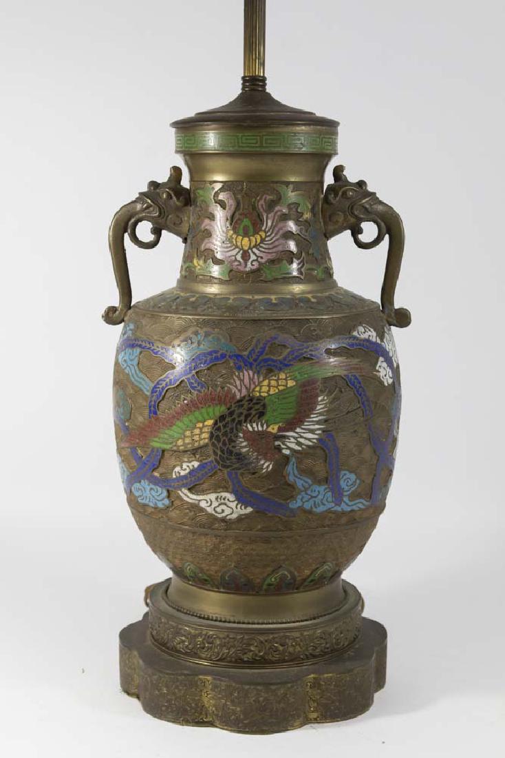 Champleve Vase Mounted as Lamp (1 of 4)