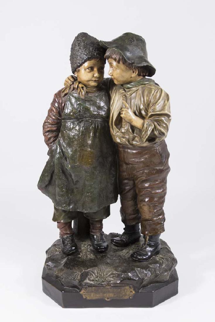 Austrian Terracotta Grouping, Boy & Girl (1 of 6)