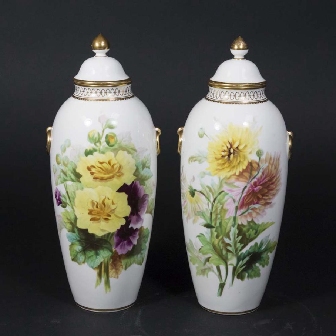 Pair English Covered Porcelain Urns (1 of 2)
