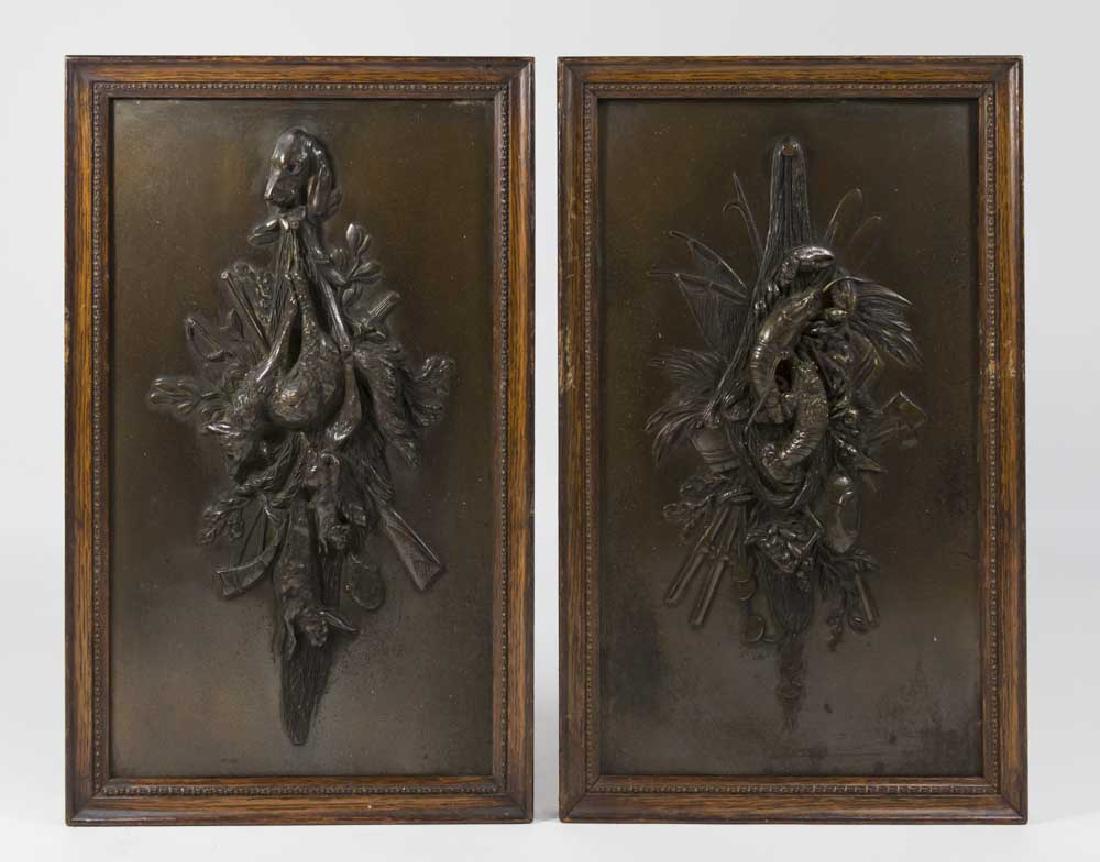 Pair Framed Metal Wall Relief Plaques (1 of 4)