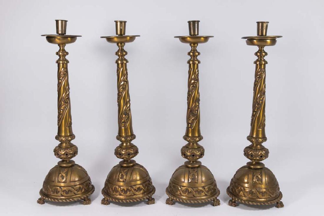 Set 4 Renaissance Style Metal Altar Sticks: Approx. 20" H. (SC1342)
