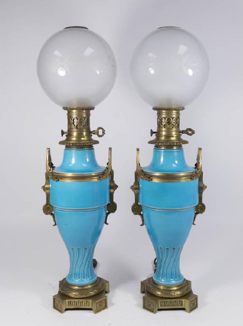 Pair of Porcelain Bronze Mounted Sèvres Style Lamps (1 of 5)