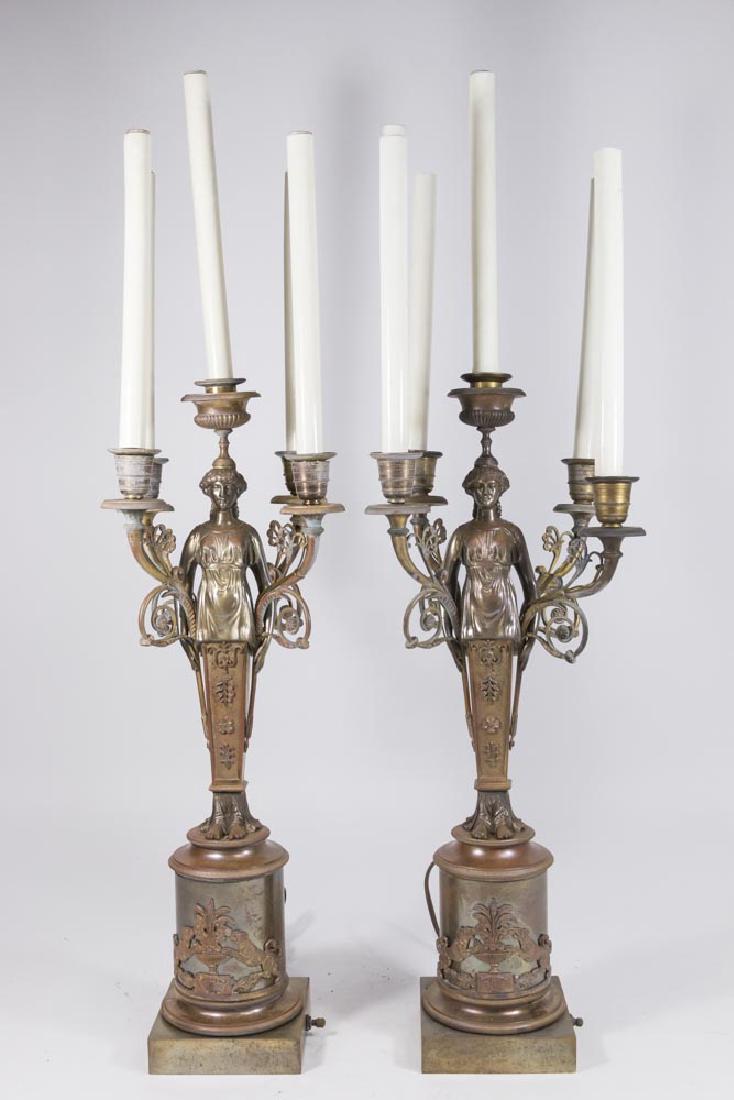 Pair of Brass & Bronze Empire Style Candelabra (1 of 5)
