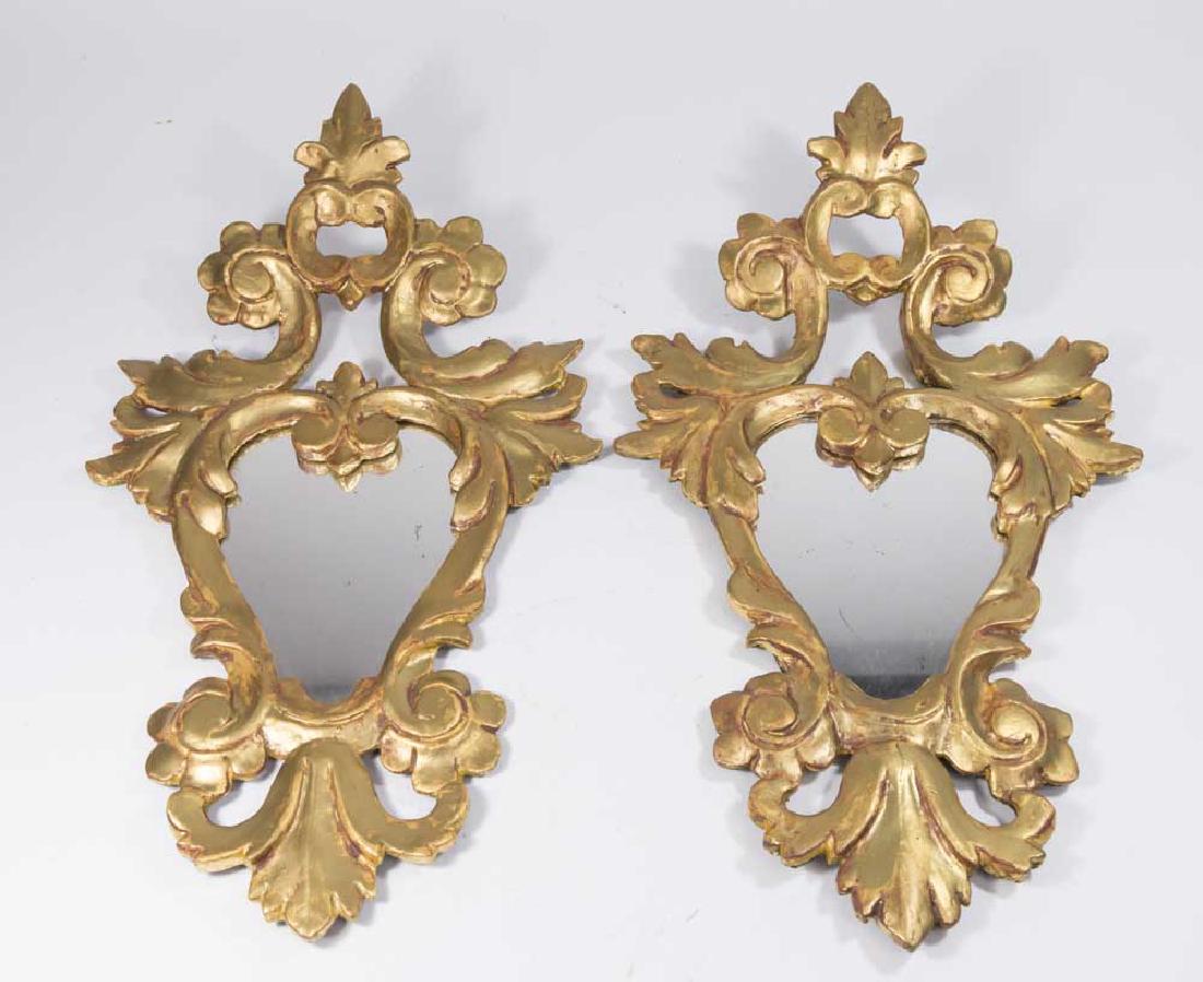 Pair Carved Giltwood Wall Mirrors (1 of 4)