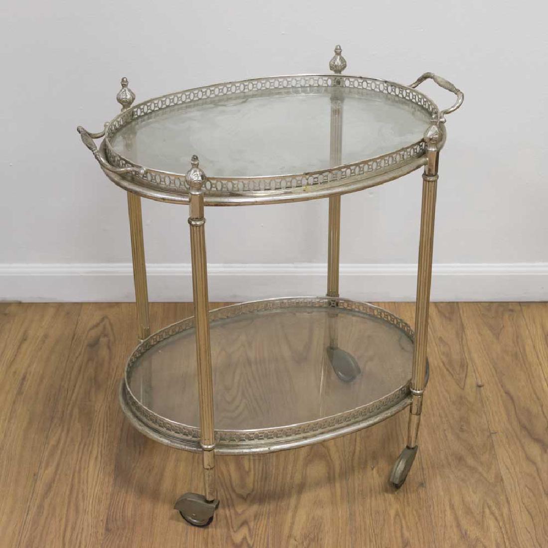2-Tier Silverplate Toned Tea Cart (1 of 4)