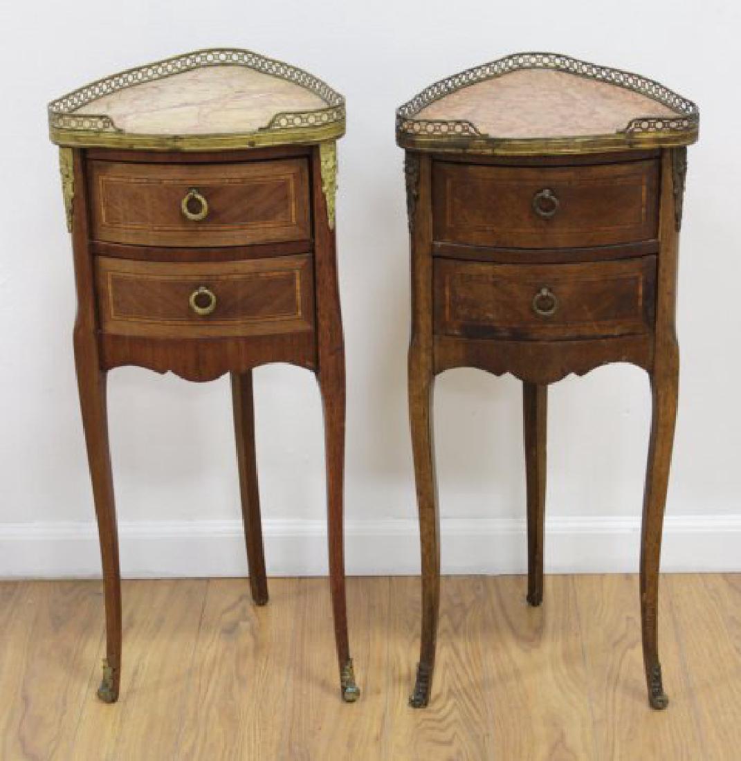 Pair French M/T Side Tables with Brass Galleries (1 of 6)