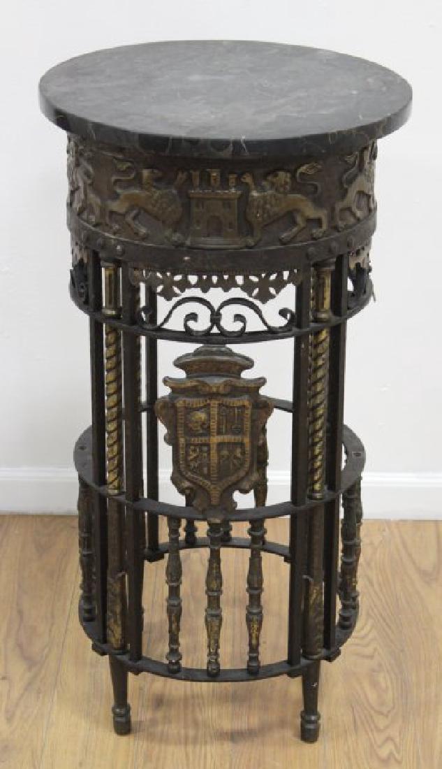 Round Black Marble Top Pedestal Table (1 of 5)