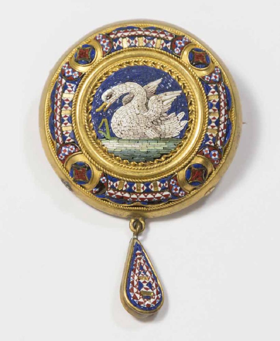 Victorian Micromosaic 14K Gold Brooch (1 of 3)