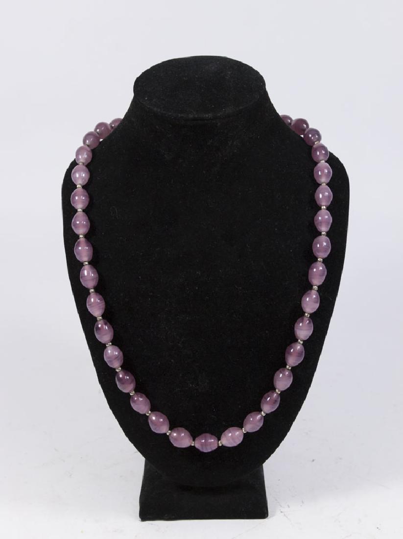 Amethyst Beaded Sterling Silver Necklace (1 of 3)