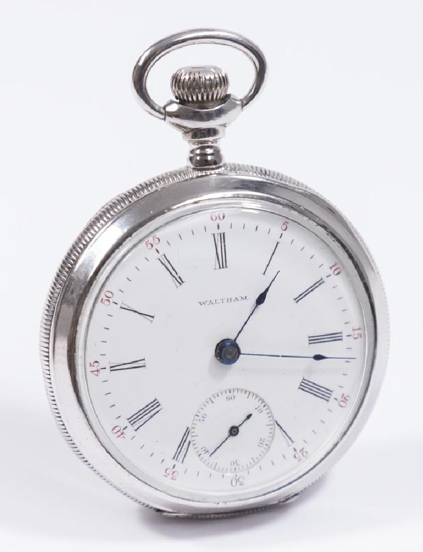 Waltham Sterling Silver Rail Road Watch: Working condition, 2" in diameter,