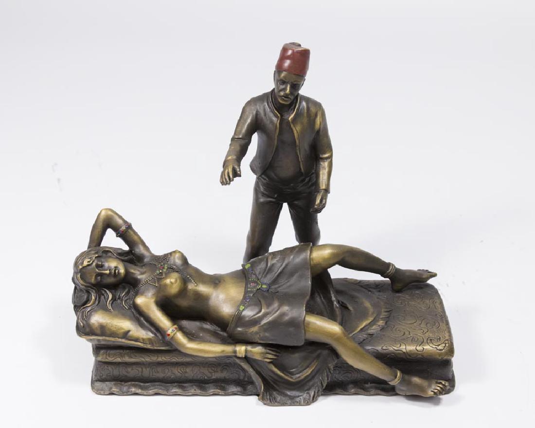 Contemporary Bergman Bronze, "Naughty Nellie": Slave trader. Approx. 6" x 8". (6158)