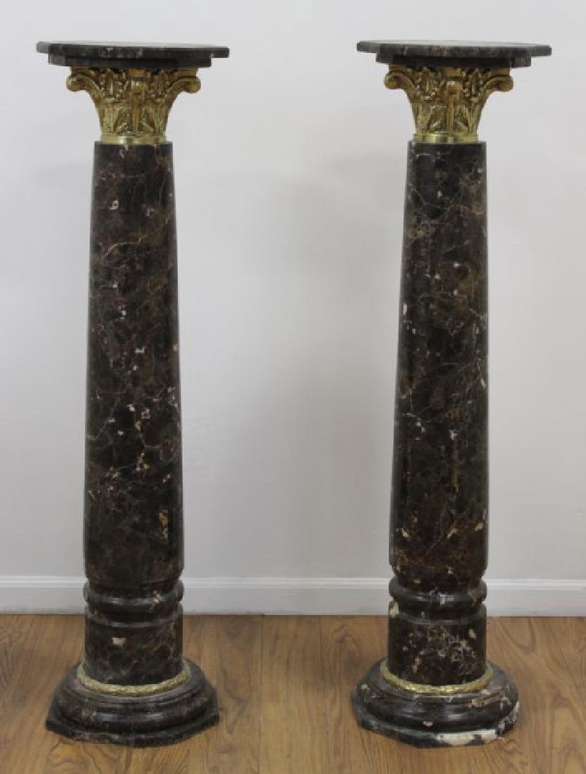 Pair Bronze Mounted Marble Pedestals (1 of 5)
