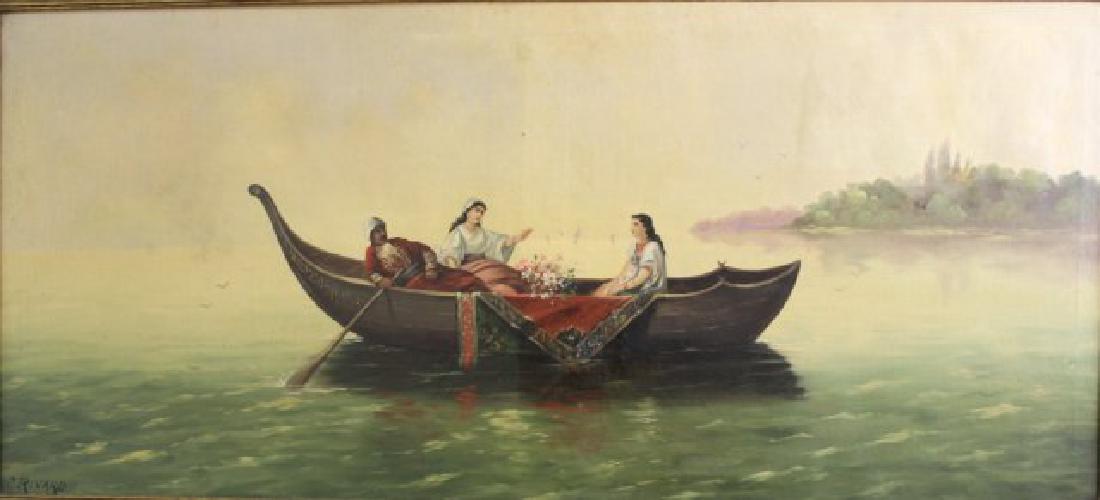 C. Rivard, Orientalist River Scene, Oil on Canvas (1 of 5)