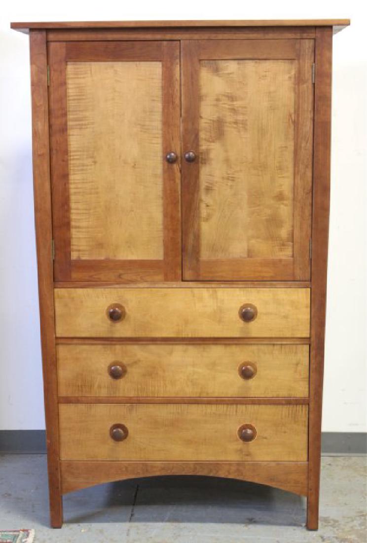 Late 20th C Cherry Wood Armoire by Stickley: Converted to TV cabinet with 3 drawers. Approx. 68" high, 42 1/2" wide, 23" deep.