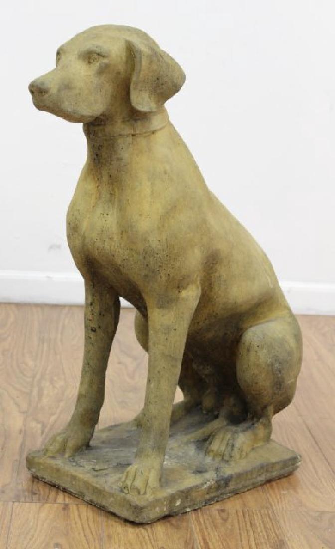 Cement Sculpture of Seated Hound (1 of 4)