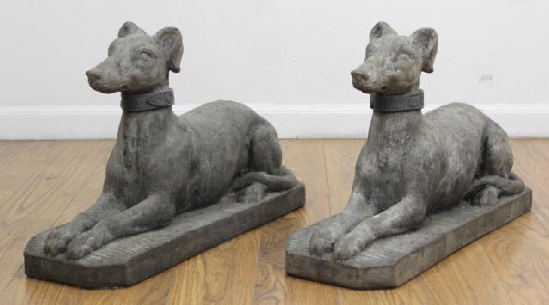 Pair Cement Seated Whippets (1 of 6)