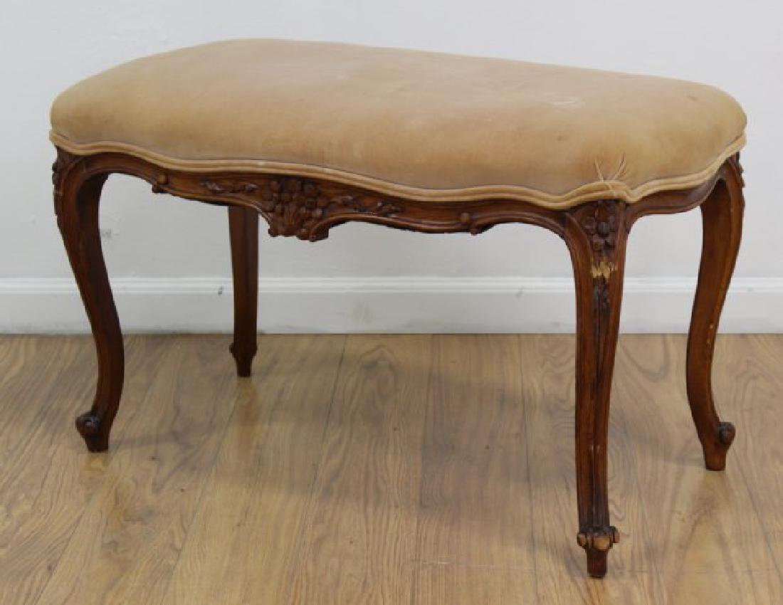 Louis XV Provincial Style Carved Walnut Bench (1 of 3)