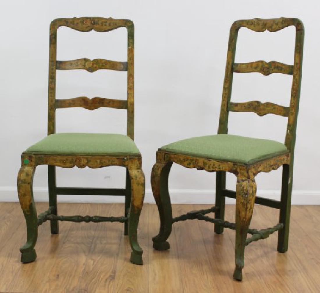 Pair Antique Paint-Decorated Ladder Back Chairs (1 of 7)