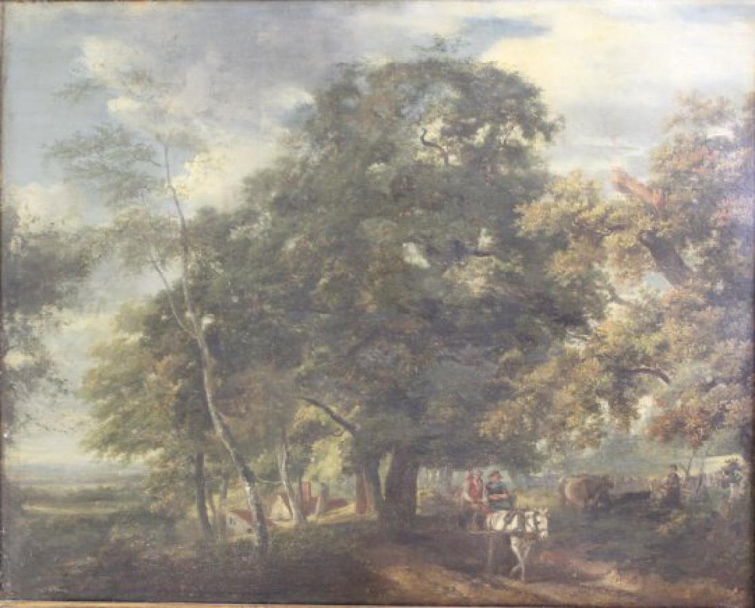 Attrib. R.R. Reinagle, Rural Landscape: Rural landscape with figures. 24" x 30" unframed, 29" x 35" framed Restored