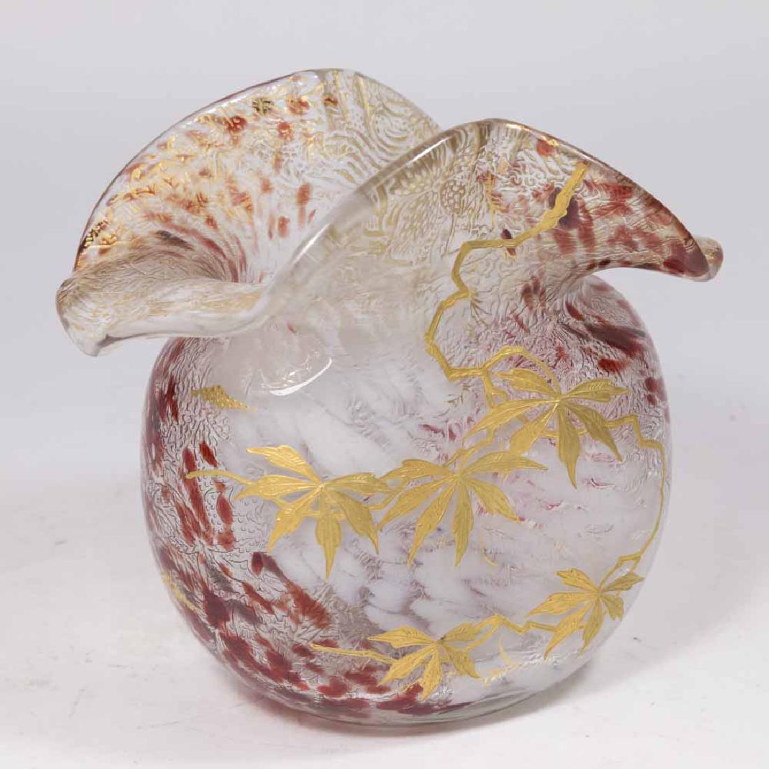 Gilt Art Glass Vase: Circa 1880. Approx. 6 1/4" x 6 3/4". Property from the collection of Hank Willoughby, Allenwood, NJ.