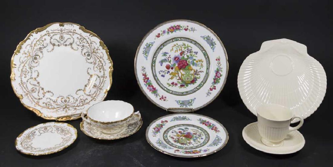 3 Partial Dinnerware Sets: Including Coalport Anniversary partial set: 12 dinner, 6 cream soup with saucers, 12 butter dishes; Tree of Kashmir: 8 dinner and 12 luncheon; and Lenox partial luncheon set: 12 cups and 11 plates.