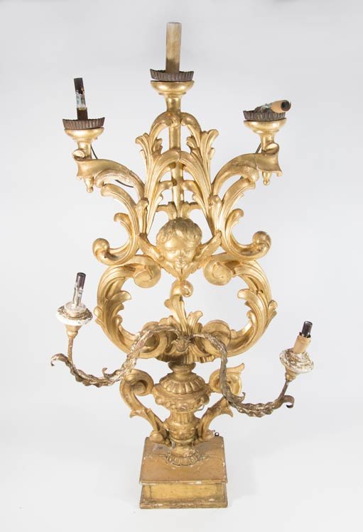 Italian Giltwood 5-Light Candelabrum (1 of 6)