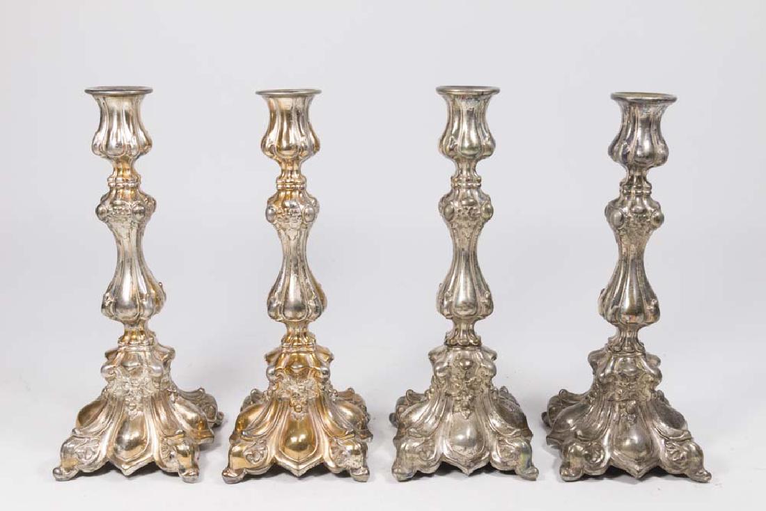 Set 4 Silverplated Polish Candlesticks (1 of 4)